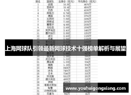 上海网球队引领最新网球技术十强榜单解析与展望